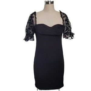 Shein Dress Womens L Black Short Evening Formal Cocktail Bodycon Sheer S…